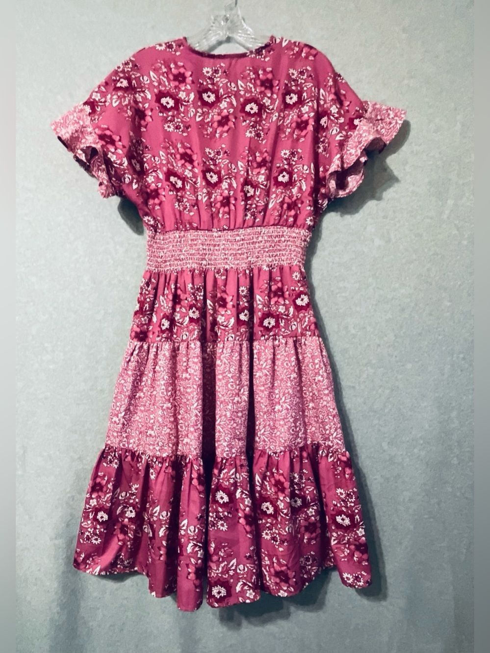 King roads woman  Floral Tiered Dress in Pink Sz S - Picture 2 of 9